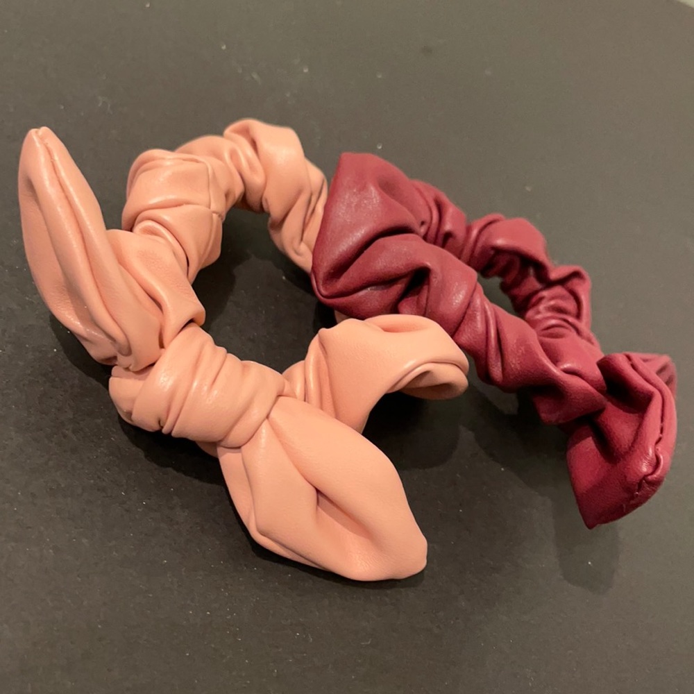 2 faux leather scrunchies